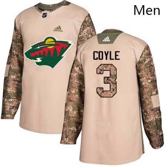 Mens Adidas Minnesota Wild 3 Charlie Coyle Authentic Camo Veterans Day Practice NHL Jersey